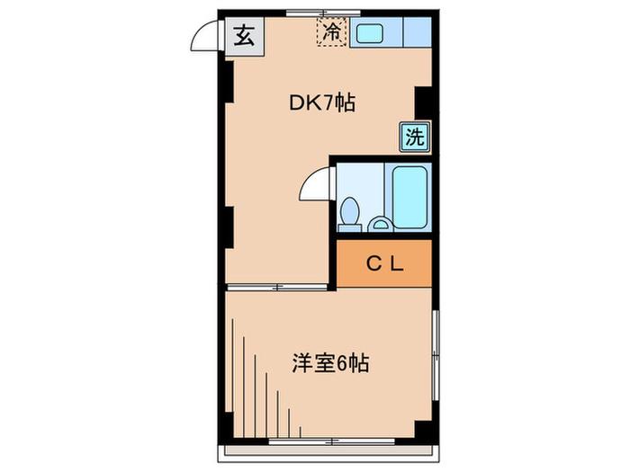利久ハイツ(1DK/2階)の間取り写真