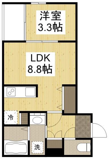 月光れんが通(1LDK/3階)の間取り写真