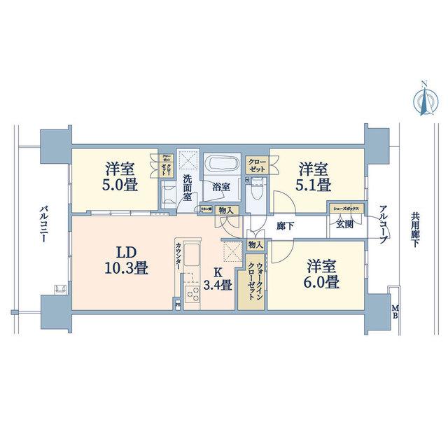 クラッシィハウス尼崎 GRAND PLACE(3LDK/4階)の間取り写真