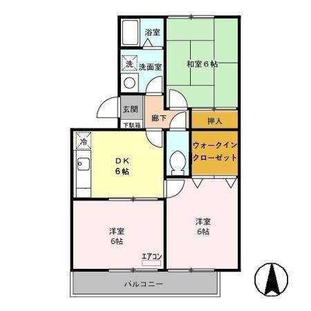 ベルディ大宮(3DK/2階)の間取り写真