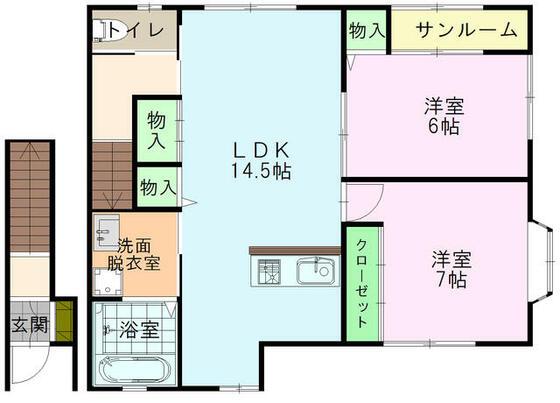 セレステ(2LDK/2階)の間取り写真