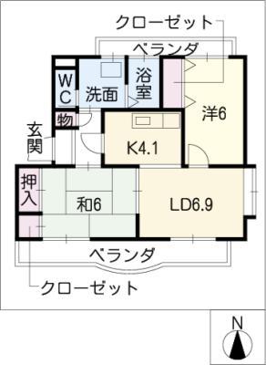 プランドール II(2LDK/2階)の間取り写真