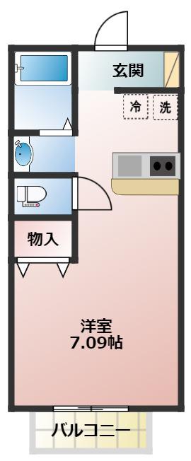 グローリアK(1K/3階)の間取り写真
