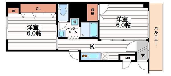 トウセン本町橋ビル(2K/9階)の間取り写真