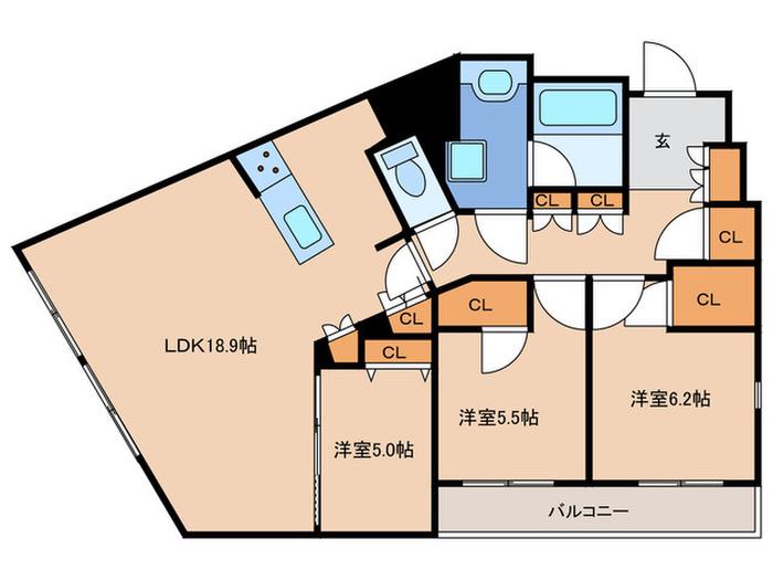 アイタワー(3LDK/3階)の間取り写真