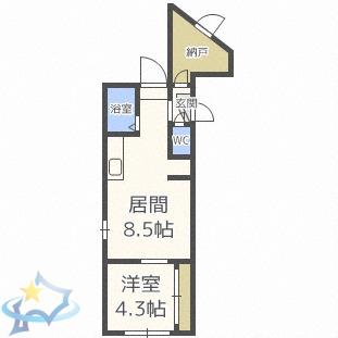 プログレス琴似(1SLDK/2階)の間取り写真