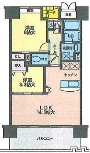 オークランドアサート小倉(2LDK/5階)の間取り写真