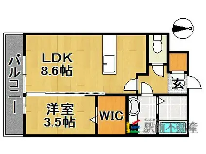 プリムローズ(1LDK/3階)の間取り写真