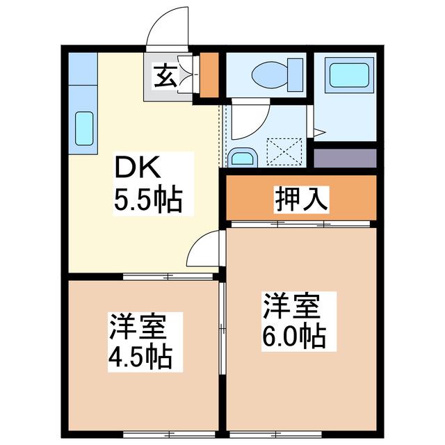 パナハイツ清水(2DK/2階)の間取り写真