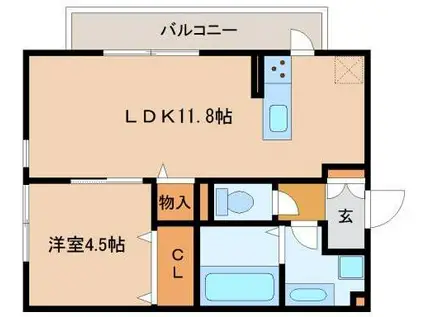 CHOUCHOUにおの浜(1LDK/2階)の間取り写真