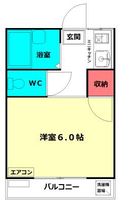 コーポK(1K/2階)の間取り写真