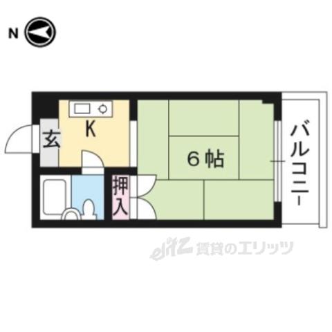 ラ・フォーレ上賀茂(1K/2階)の間取り写真