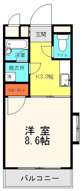 ロイヤルキャッスル(1K/3階)の間取り写真
