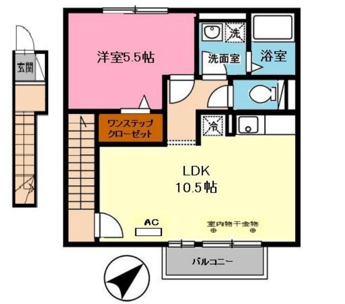 プリムールコート(1LDK/2階)の間取り写真