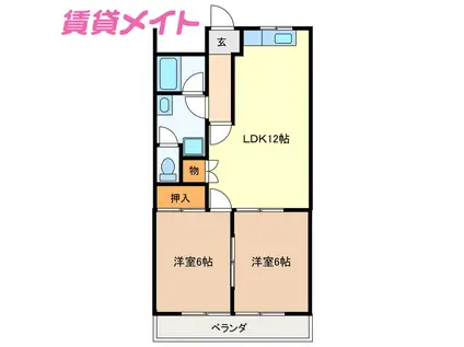 ルイール21(2LDK/1階)の間取り写真