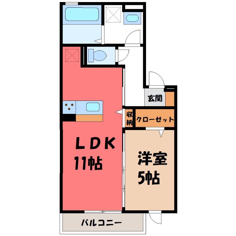 グリシア(1LDK/2階)の間取り写真