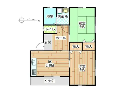 メゾン北山(2DK/2階)の間取り写真