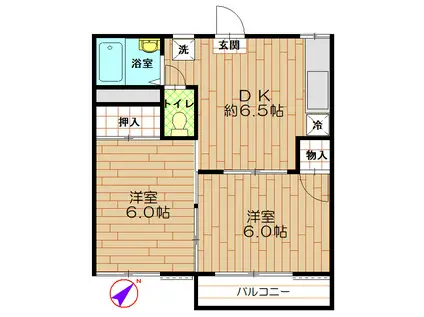 エムハイツ(2DK/2階)の間取り写真