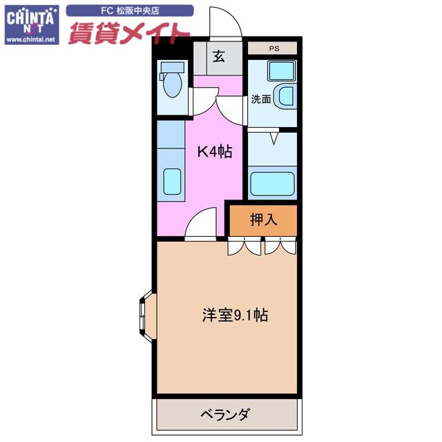 フォレストガーデン利平治(1K/2階)の間取り写真