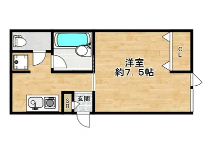 フォンテーヌ曽根(1K/1階)の間取り写真