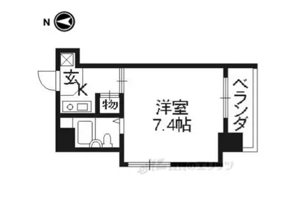 シャレー西京極(1K/2階)の間取り写真