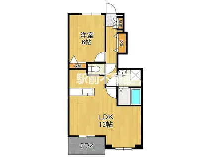 フォレストヒルズII(1LDK/1階)の間取り写真