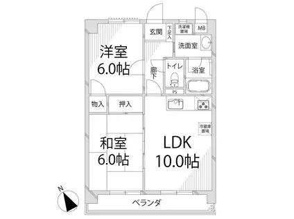 WING手柄(2LDK/1階)の間取り写真