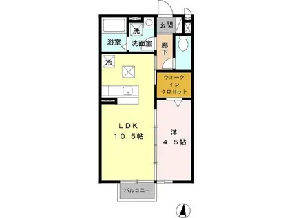 クオリタ・ララ(1LDK/1階)の間取り写真