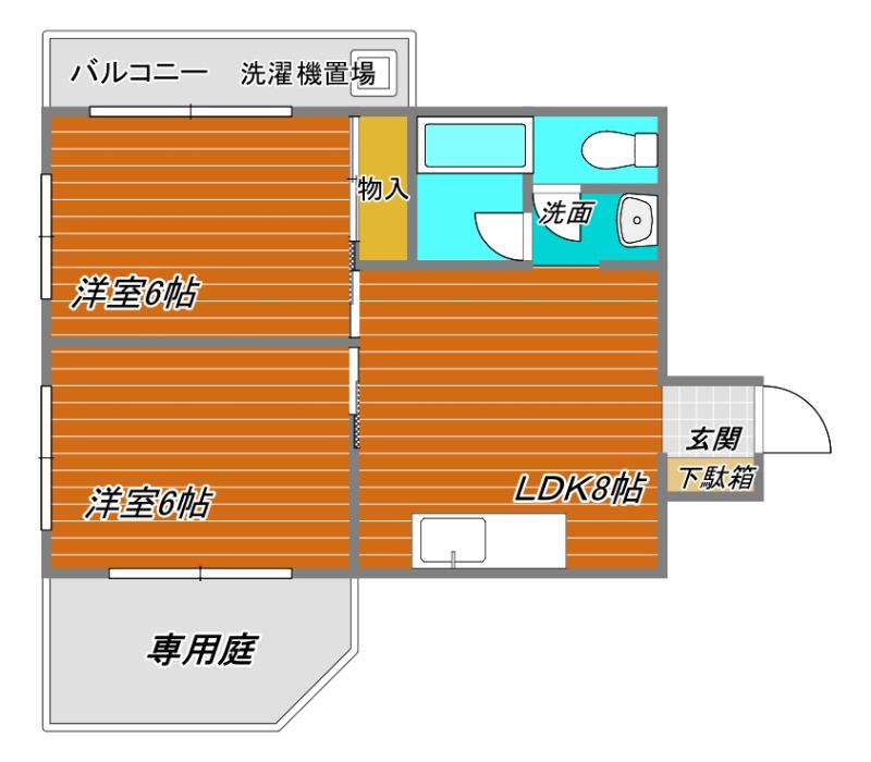 エバーグリーンテラス(2LDK/1階)の間取り写真