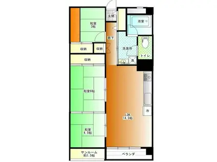 ヴェルドミール聖蹟桜ヶ丘(3LDK/8階)の間取り写真