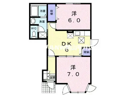 グリーンヒルズビラ A(2DK/1階)の間取り写真