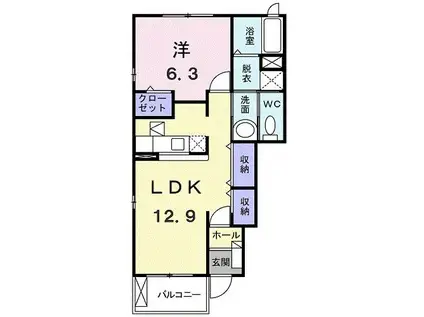 ピアーチェ A(1LDK/1階)の間取り写真