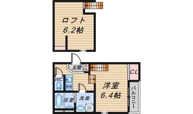 メルヴェーユ蛍池(1K/1階)の間取り写真