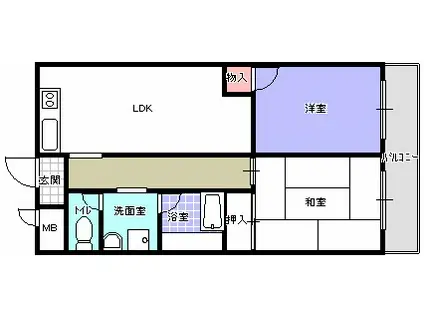 グランディアミアモーレ鈴蘭台(2LDK/3階)の間取り写真