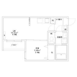 CALM中村日赤(1LDK/2階)の間取り写真