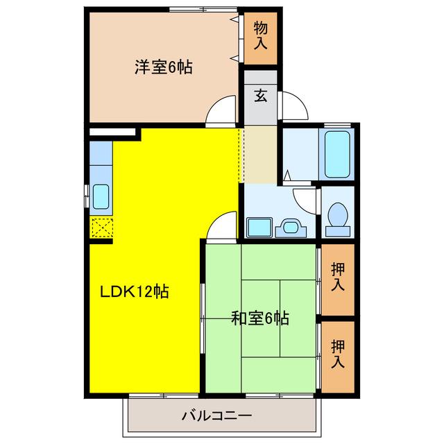 フォーラム ワーゴ(2LDK/2階)の間取り写真
