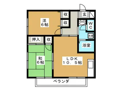 パークハイツ花伊B棟(2LDK/2階)の間取り写真