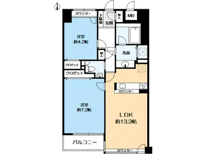 グラシオーズ芦刈山(2LDK/3階)の間取り写真