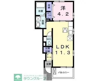 サンガーデンII(1LDK/1階)の間取り写真