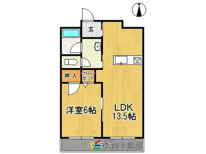 アクセス第5ビル佐賀駅南(1LDK/4階)の間取り写真
