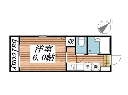 グリーンステージI(1K/2階)の間取り写真