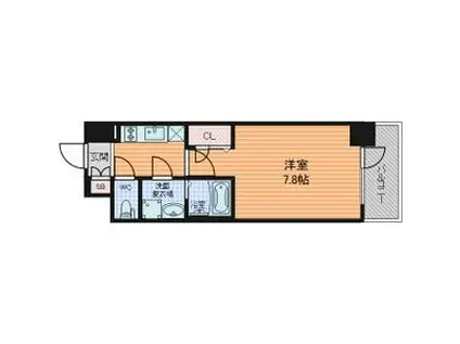 エスリード中之島クロスゲート(1K/3階)の間取り写真