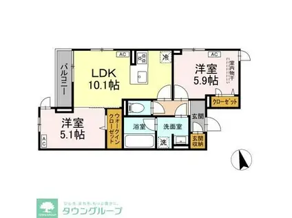 D-ZEST(2LDK/1階)の間取り写真