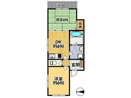 ハイムリバティII(2DK/1階)の間取り写真