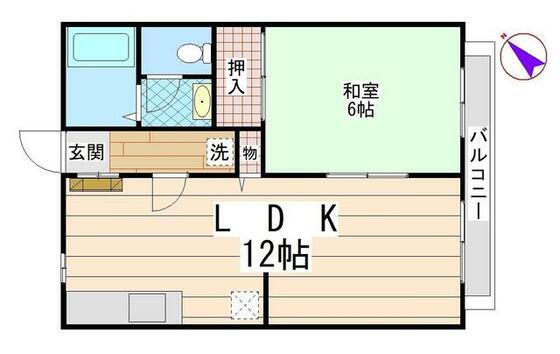 PEARサンビレッジ北中沢B(2LDK/2階)の間取り写真