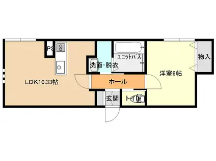ナウデヤング(1LDK/1階)の間取り写真