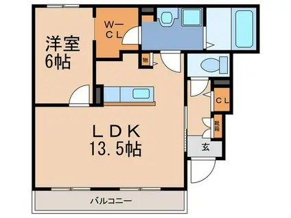 ル・リアン(1LDK/1階)の間取り写真