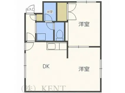 山の手セントラルマンション(2DK/3階)の間取り写真