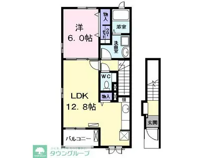 サンシード・B(1LDK/2階)の間取り写真