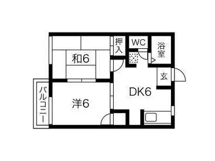 スプルース山口(2DK/2階)の間取り写真